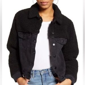 Topshop hybrid jean fur jacket